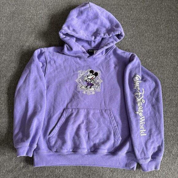 Disney 100 Years Of Wonder Hoodie Youth Kids 11/12 Purple Embroidered Sweatshirt - Picture 1 of 11